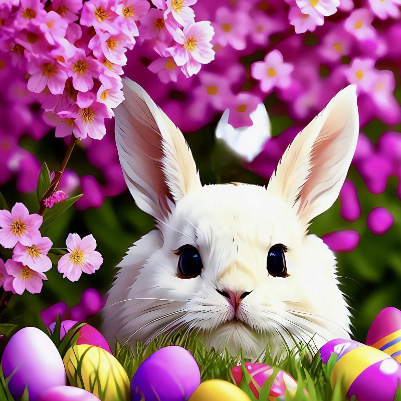 Easter bunny and eggs