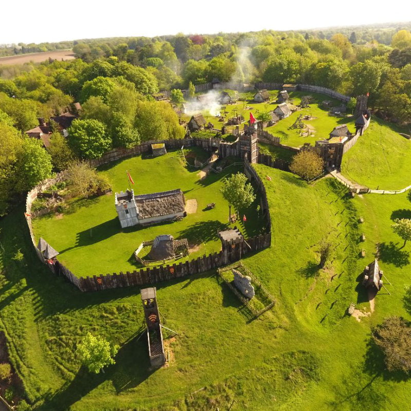 overhead view of Mountfitchet Castle